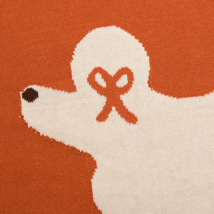 Jersey Naranja Vintage de Mujer con Tejido Jacquard de Caniche