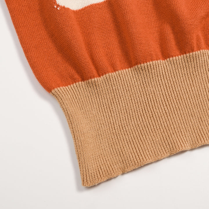 Jersey Naranja Vintage de Mujer con Tejido Jacquard de Caniche