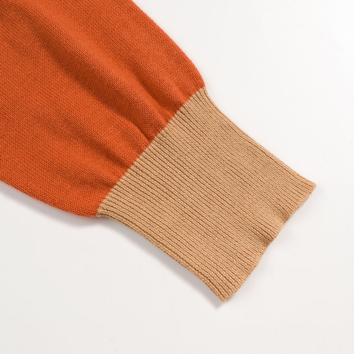 Jersey Naranja Vintage de Mujer con Tejido Jacquard de Caniche