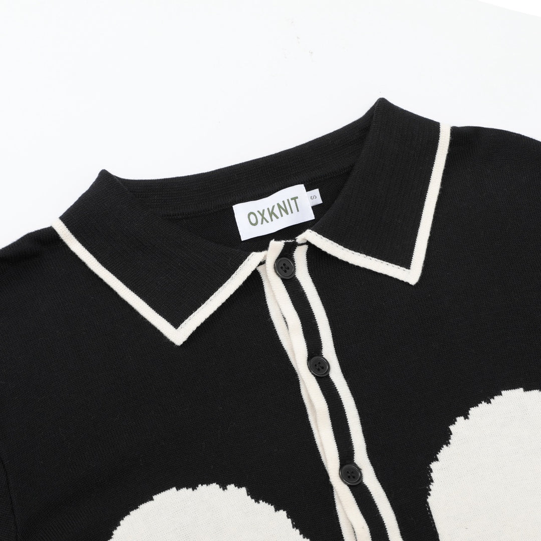 Cardigan en maille jacquard noir pour homme, style rock punk des années 70