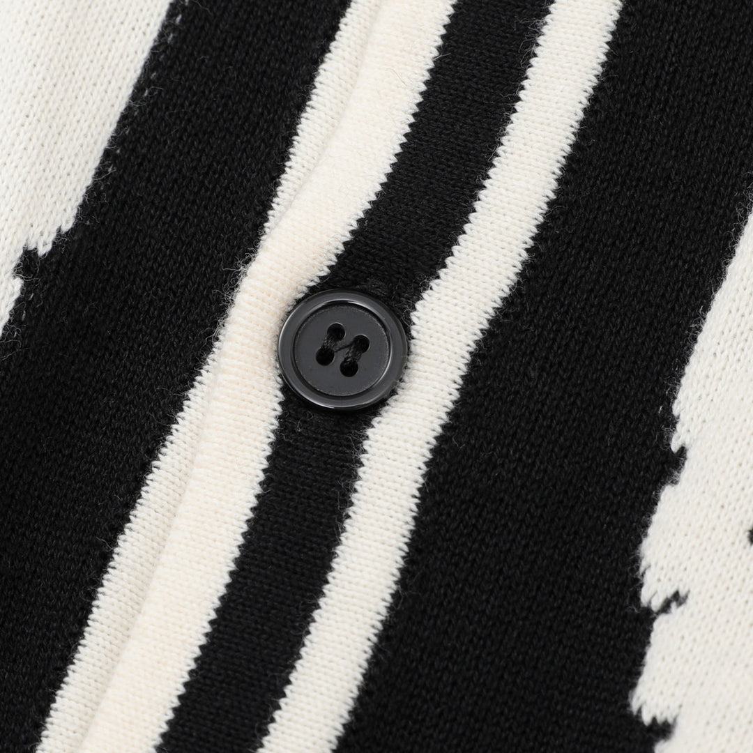Cardigan en maille jacquard noir pour homme, style rock punk des années 70