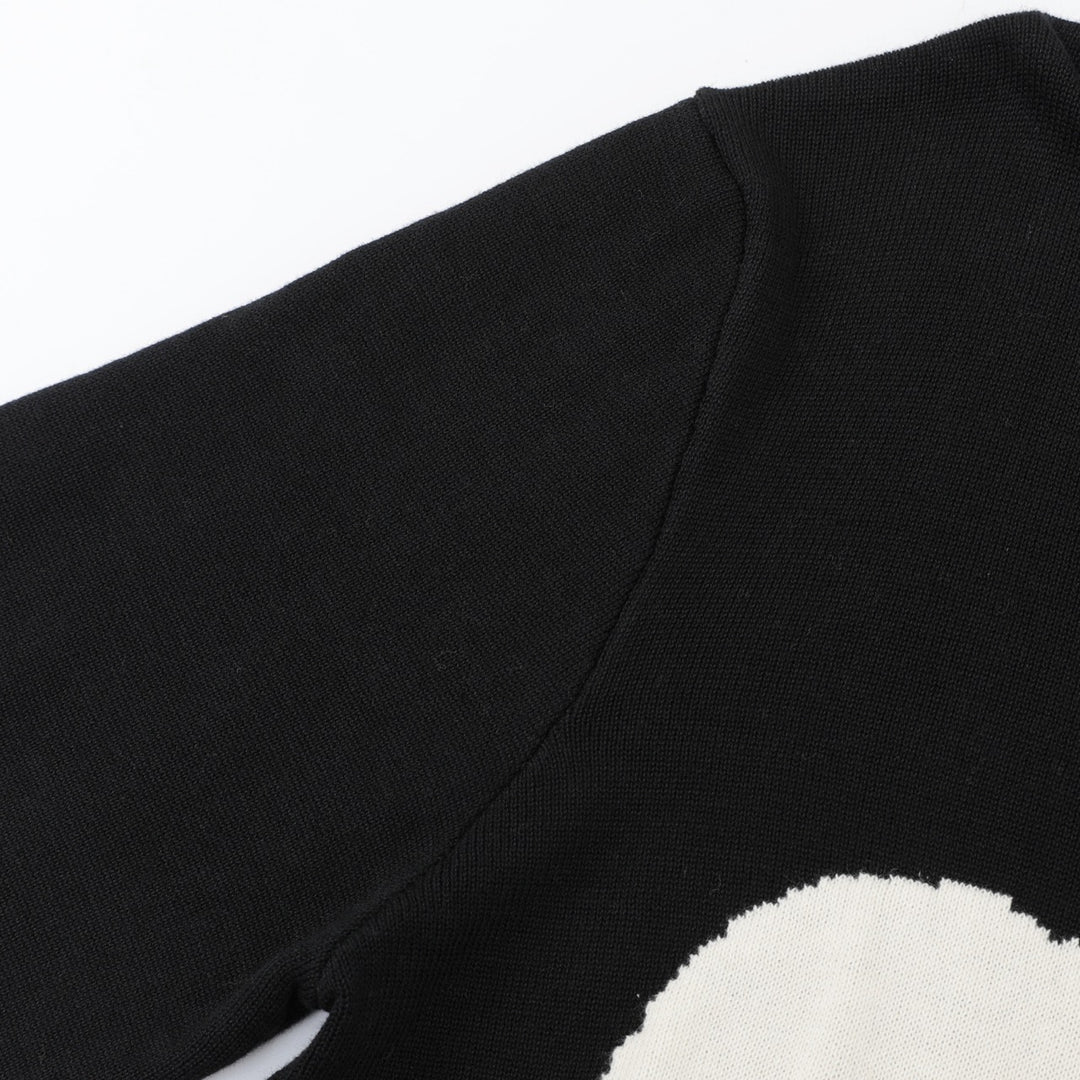 Cardigan en maille jacquard noir pour homme, style rock punk des années 70