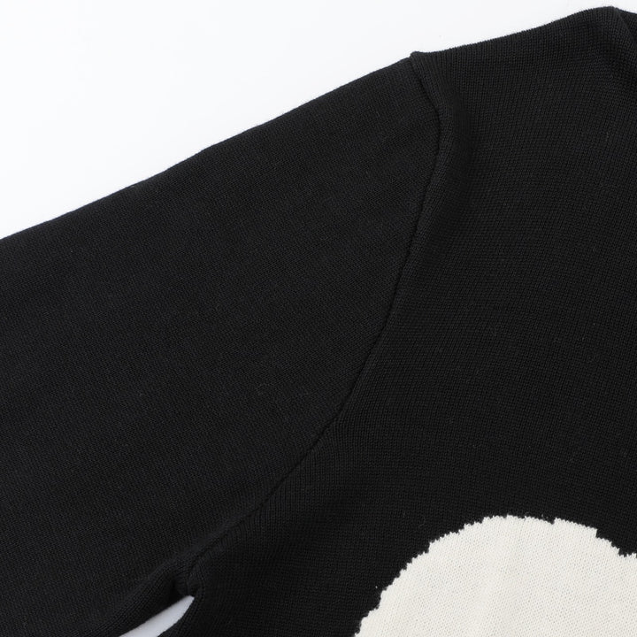 Cardigan en maille jacquard noir pour homme, style rock punk des années 70