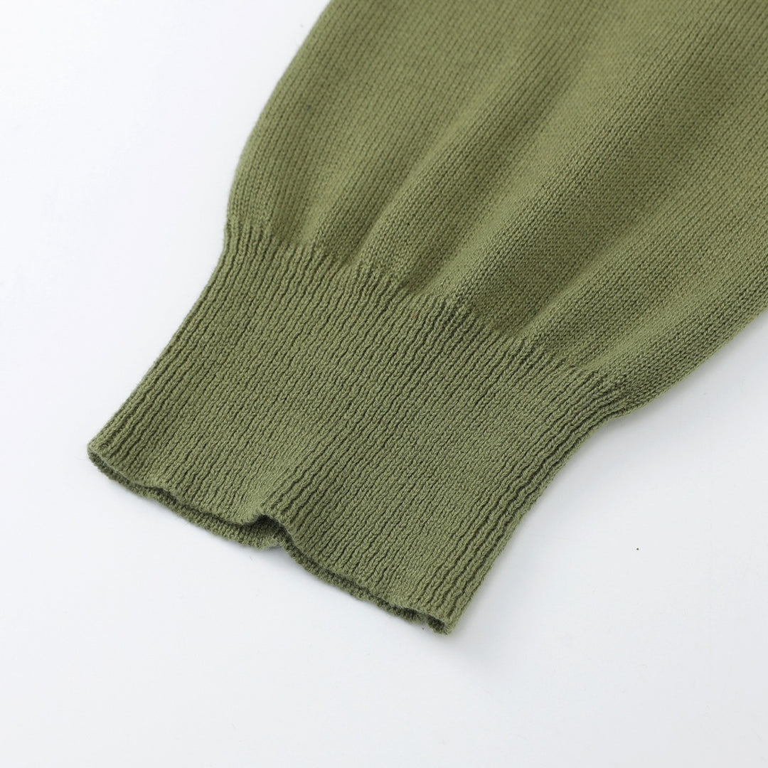 Herre Grønn 70-talls Vintage Hund Motorsykkel Jacquard Strikkegenser