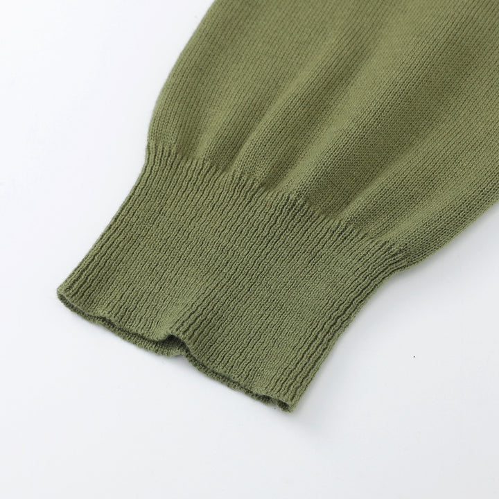 Herre Grønn 70-talls Vintage Hund Motorsykkel Jacquard Strikkegenser