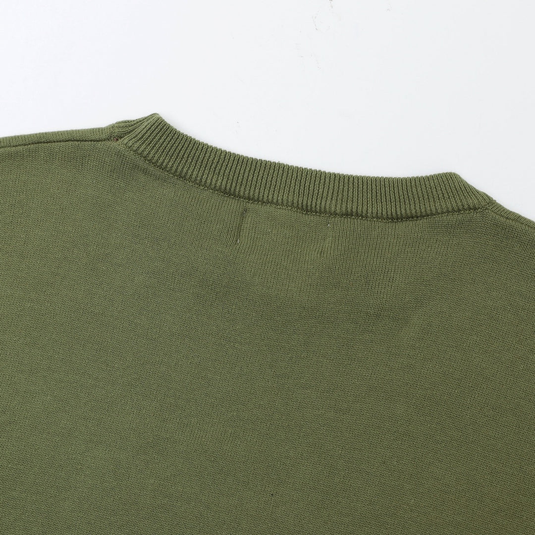 Herre Grønn 70-talls Vintage Hund Motorsykkel Jacquard Strikkegenser