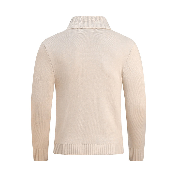 Cárdigan Beige Vintage de Hombre con Cuello Chal y Doble Botonadura