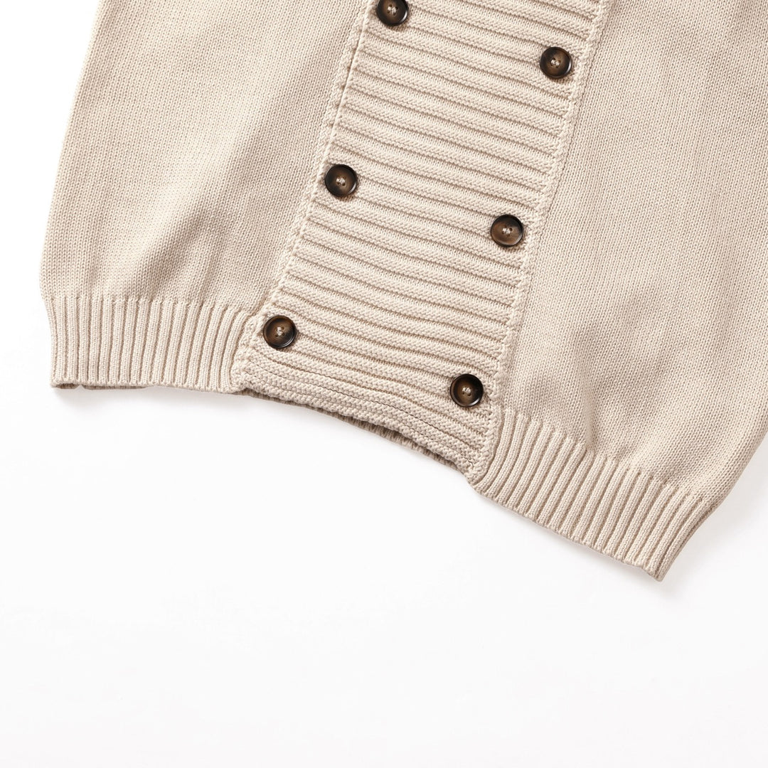 Cárdigan Beige Vintage de Hombre con Cuello Chal y Doble Botonadura