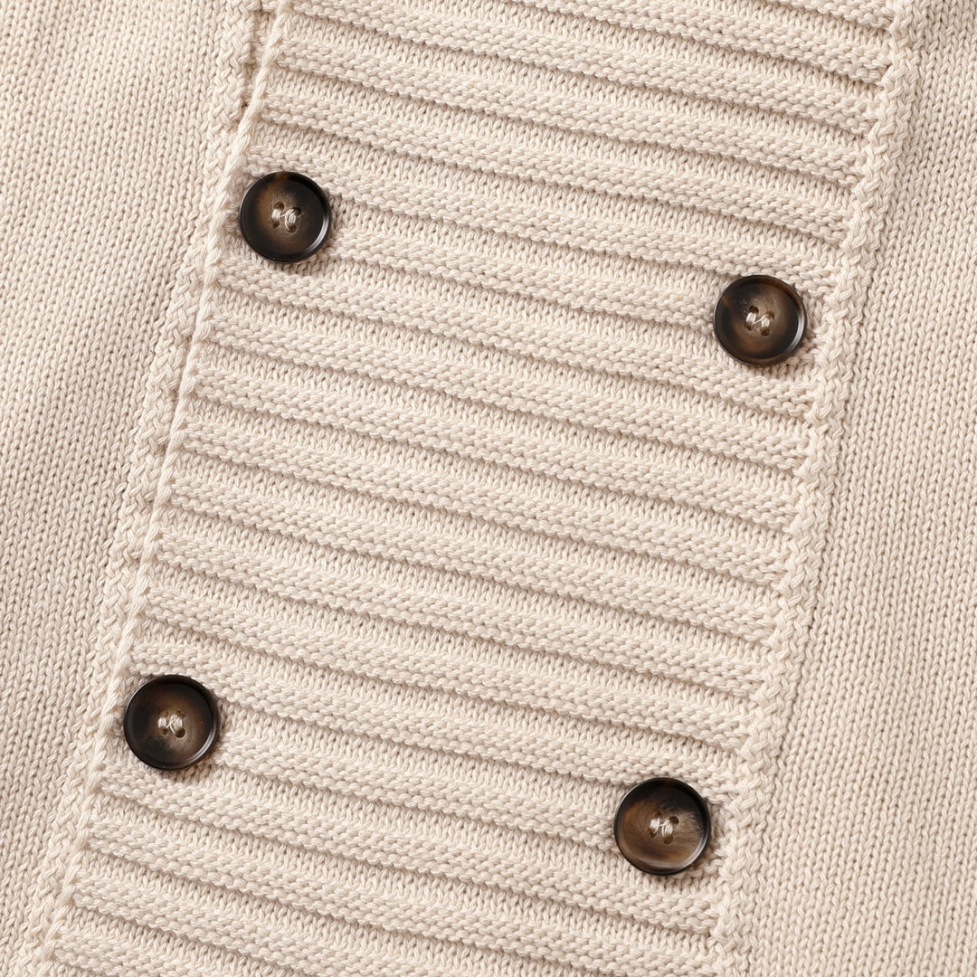 Cárdigan Beige Vintage de Hombre con Cuello Chal y Doble Botonadura