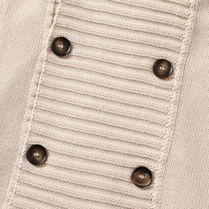 Cárdigan Beige Vintage de Hombre con Cuello Chal y Doble Botonadura