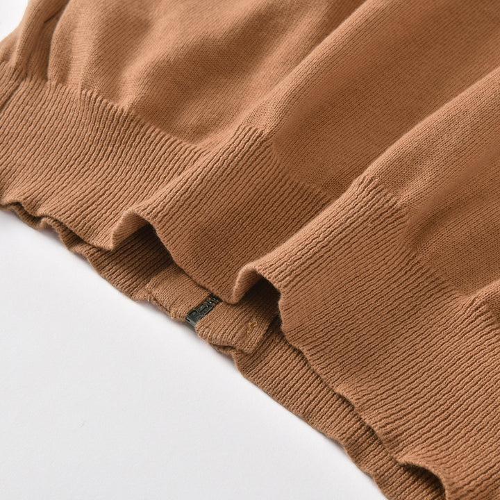 Men's Brown Vintage Elbow Patch Zip Knit Cardigan
