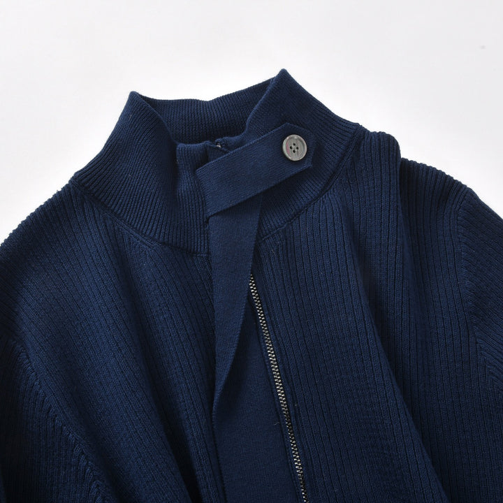 Women's Navy Blue 70s Vintage Collegiate Tie Front Knit Cardigan