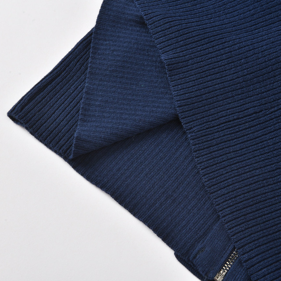 Women's Navy Blue 70s Vintage Collegiate Tie Front Knit Cardigan