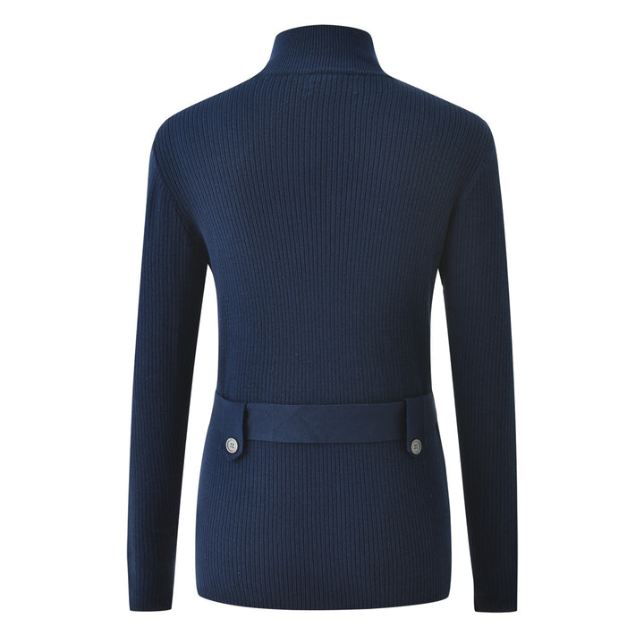 Women's Navy Blue 70s Vintage Collegiate Tie Front Knit Cardigan