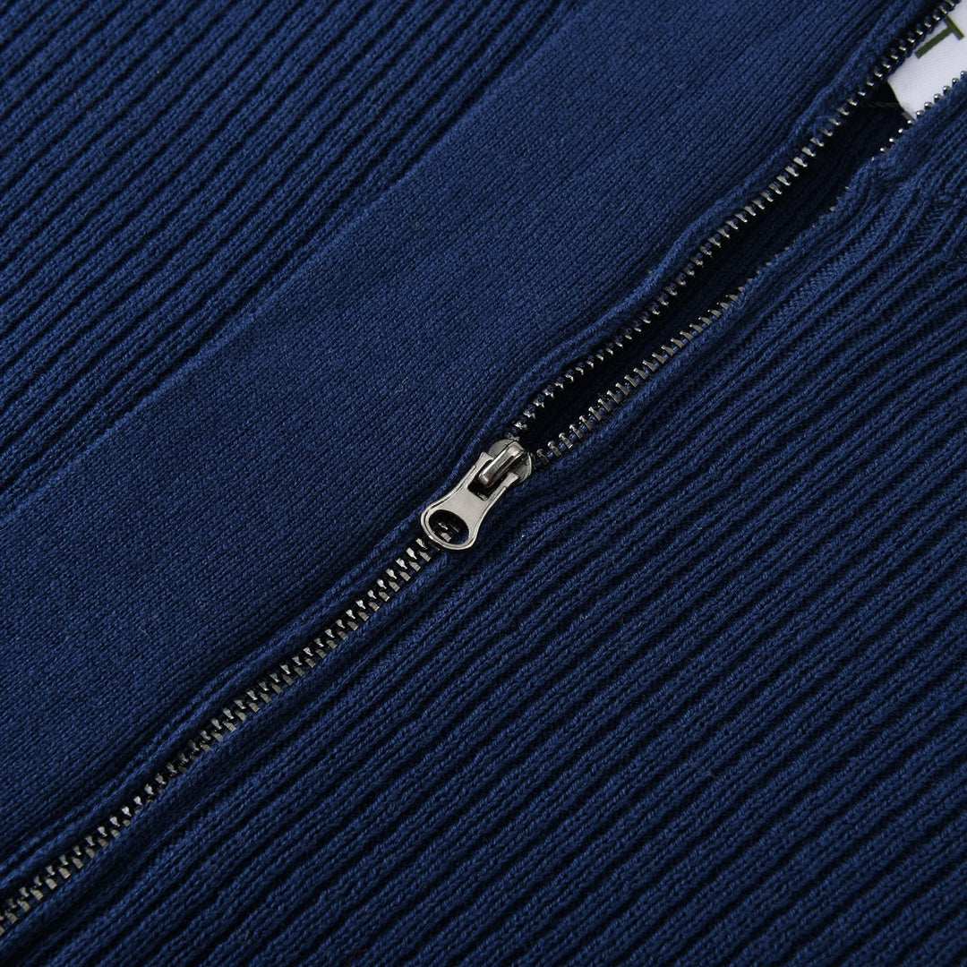 Women's Navy Blue 70s Vintage Collegiate Tie Front Knit Cardigan