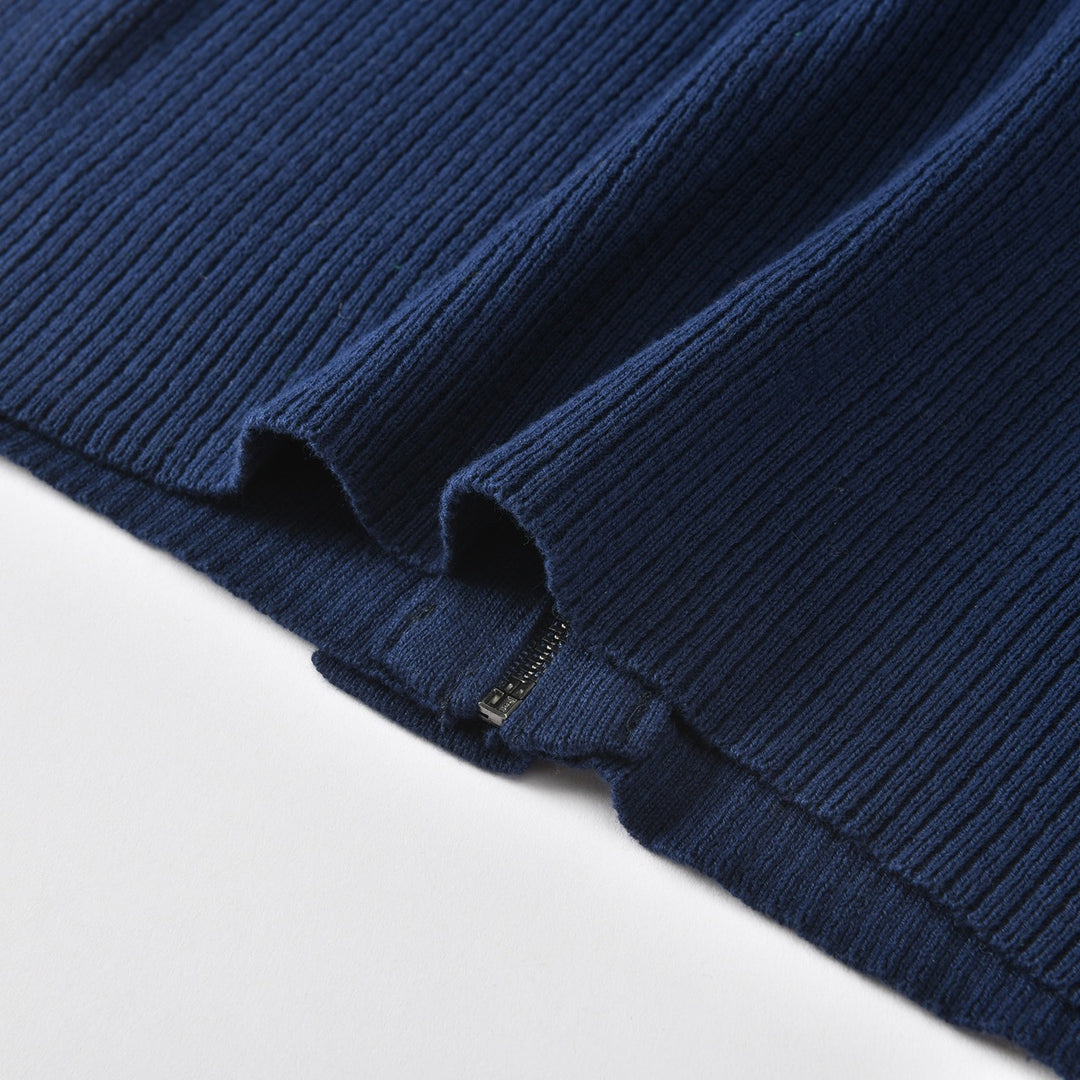 Women's Navy Blue 70s Vintage Collegiate Tie Front Knit Cardigan