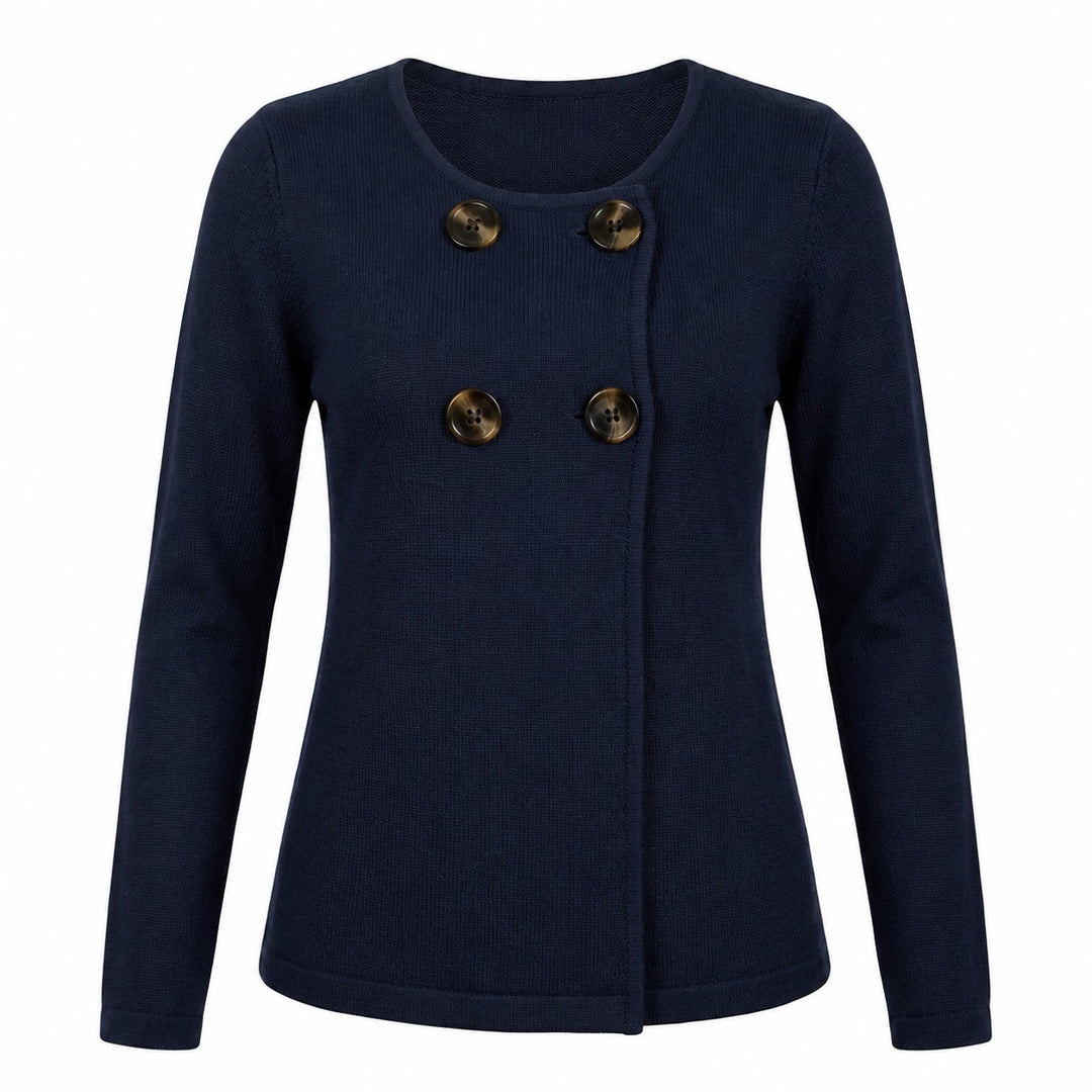 Mørkeblå vintage klassisk Dot Design jacquard strik til kvinder