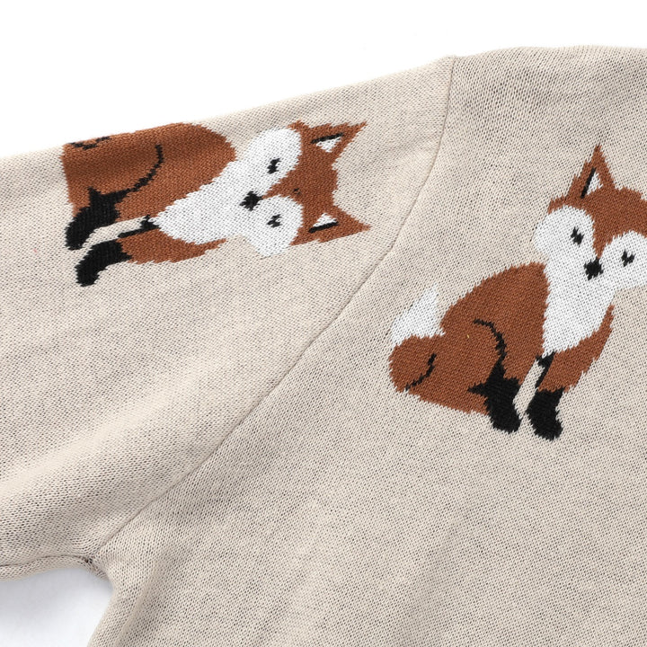 Women's Apricot Vintage Country Animal Jacquard Knit