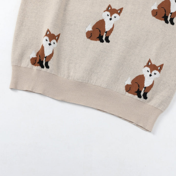 Women's Apricot Vintage Country Animal Jacquard Knit