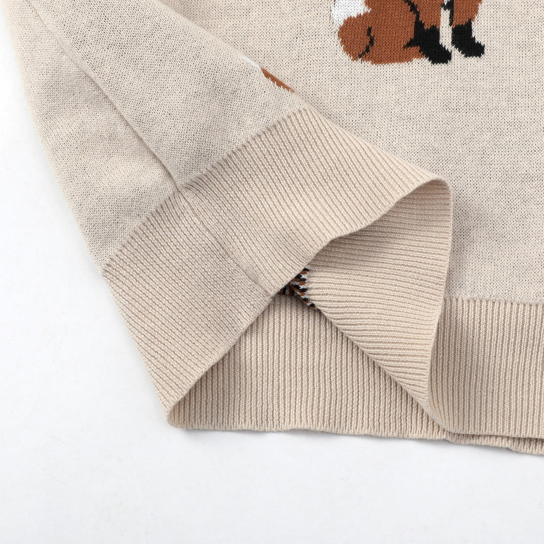 Women's Apricot Vintage Country Animal Jacquard Knit