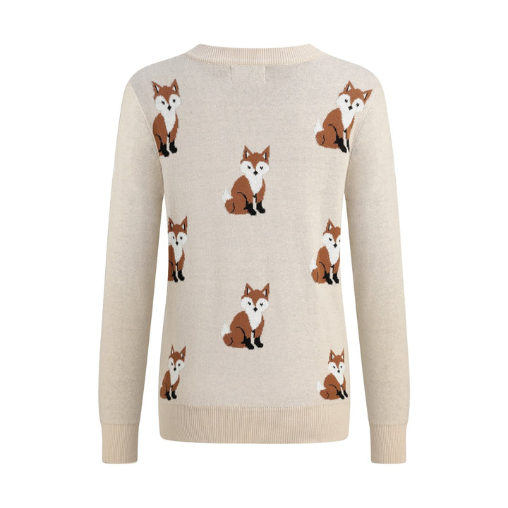 Women's Apricot Vintage Country Animal Jacquard Knit
