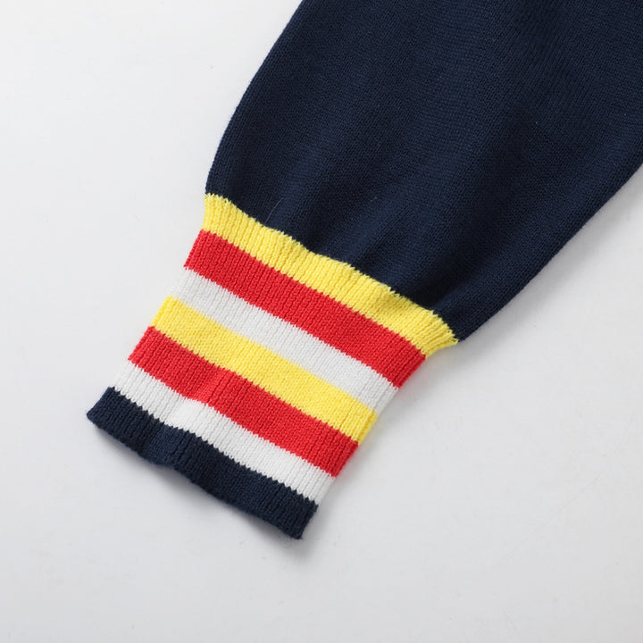 Women's 70s Vintage Collegiate Hooded Knit Cardigan - Cropped Length