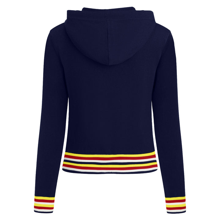 Women's 70s Vintage Collegiate Hooded Knit Cardigan - Cropped Length