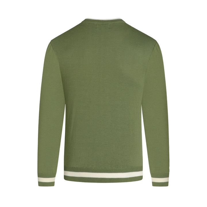 Men's Green 70s Pastoral Animal Collegiate Jacquard Knit Sweater