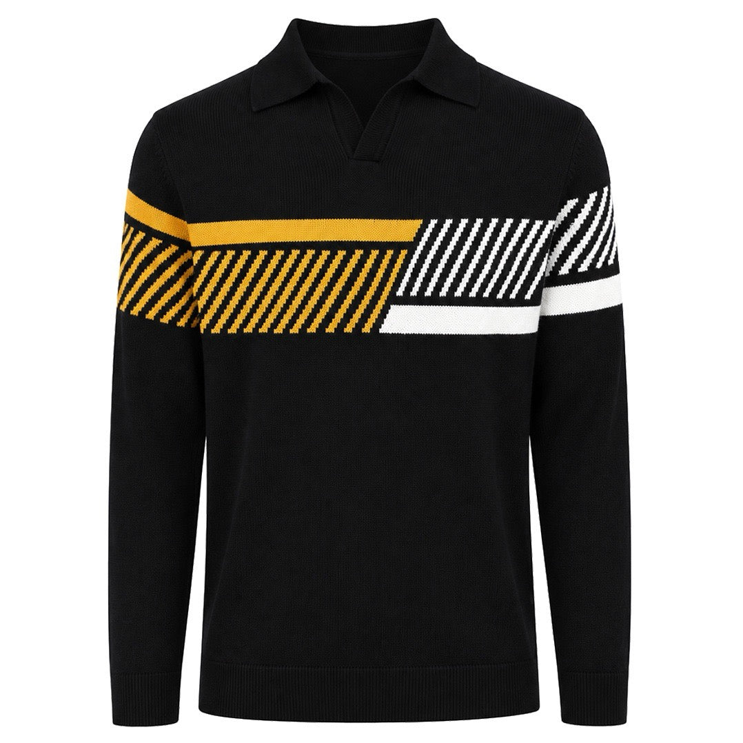 Abrikosstribet klassisk vintage jacquardstrik til mænd