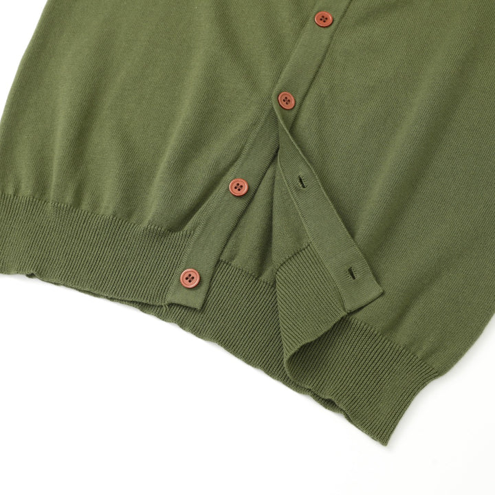 Herr Grön 70-tals Pastoral Bi & Blommig Broderad Stickad Polo Kofta
