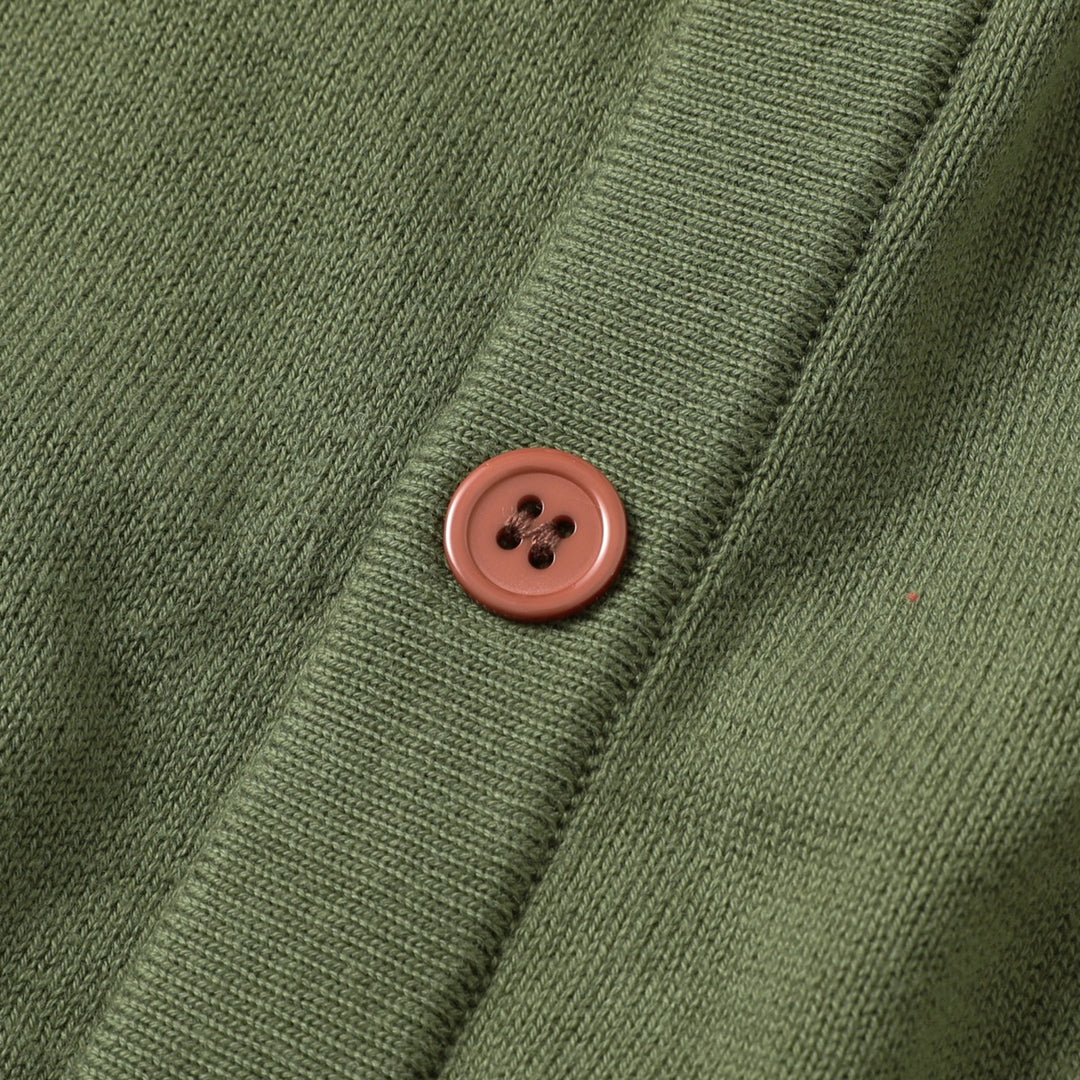 Herr Grön 70-tals Pastoral Bi & Blommig Broderad Stickad Polo Kofta