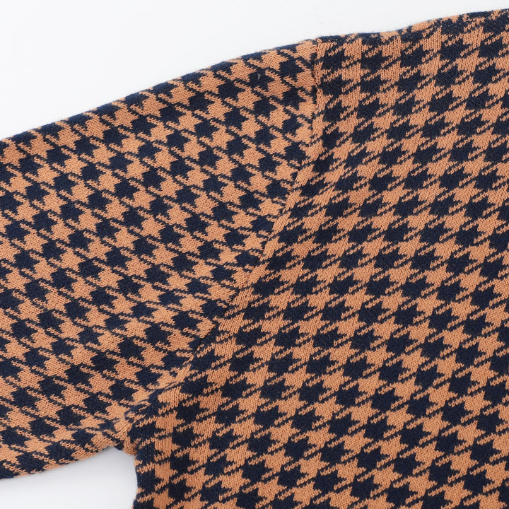 Herre 70'er Houndstooth Gentleman Collegiate Sjal Krave Strik Cardigan