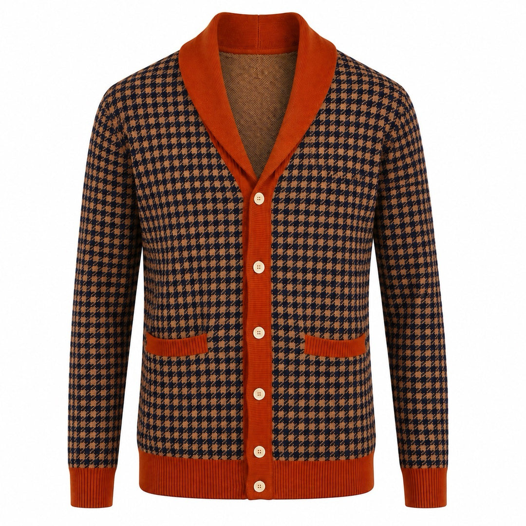 Abrikosstribet klassisk vintage jacquardstrik til mænd
