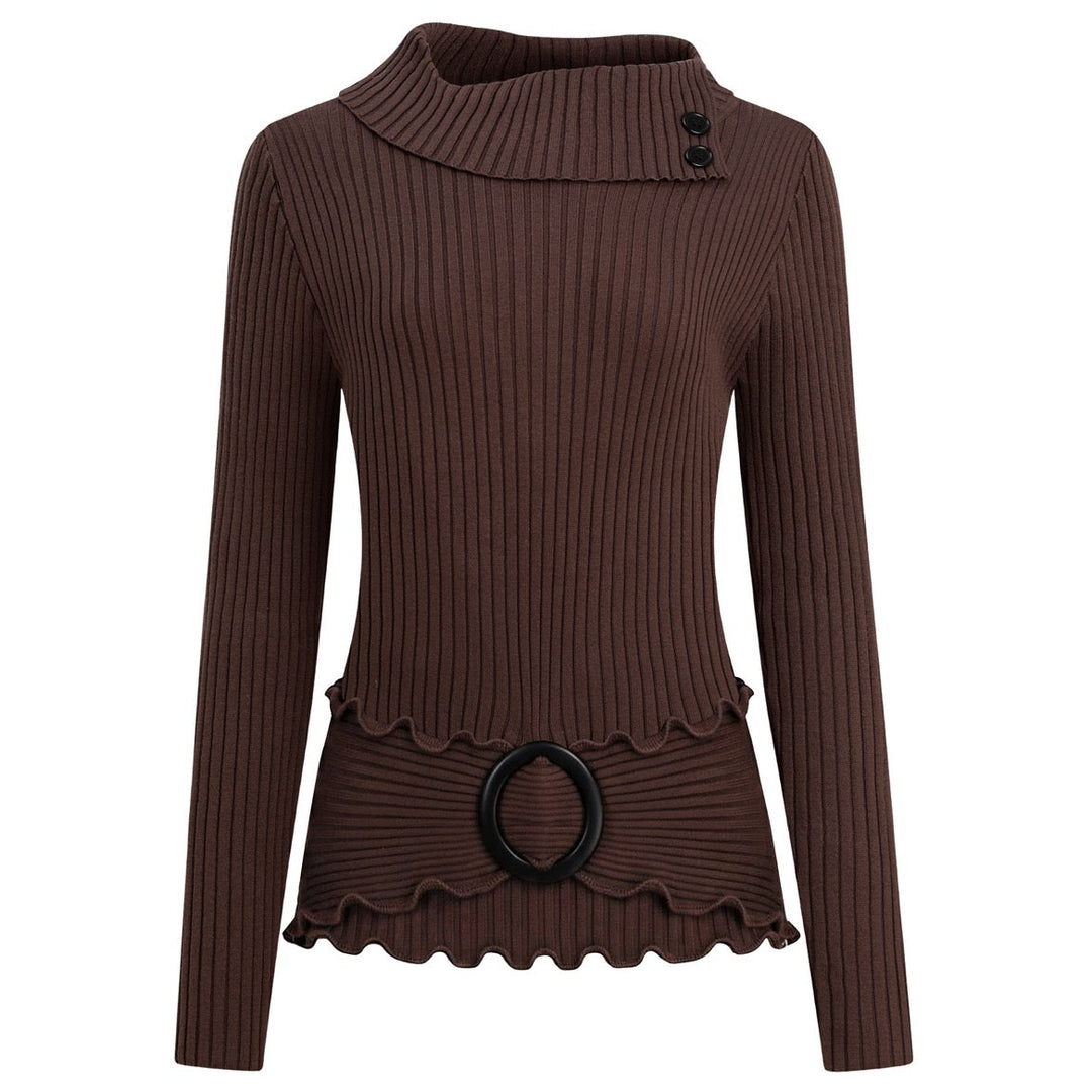 Women's Brown Vintage Elegant Lady Knit Sweater