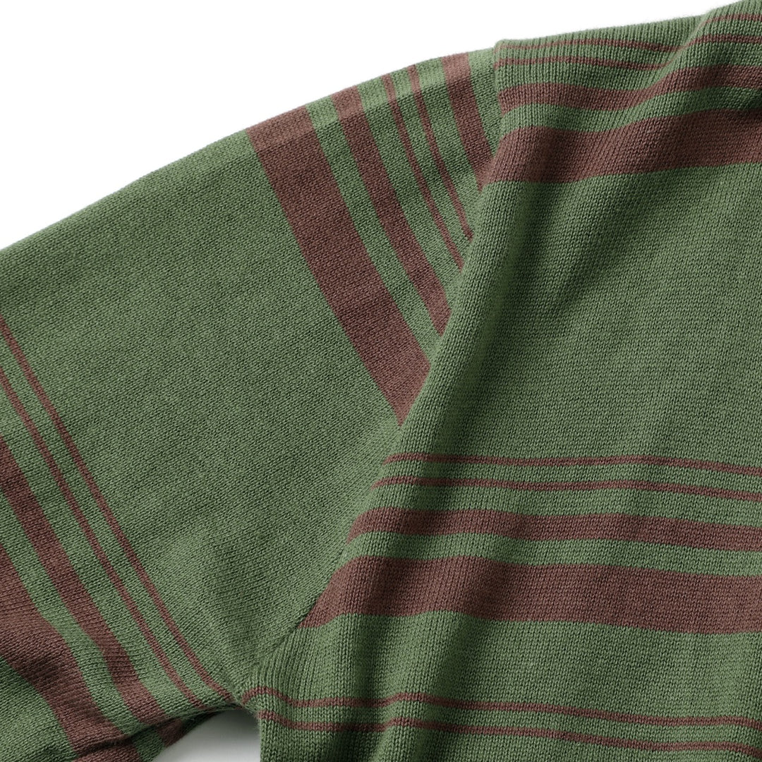 Men's Green Vintage Collegiate Striped Gentleman Shawl Collar Knit Cardigan