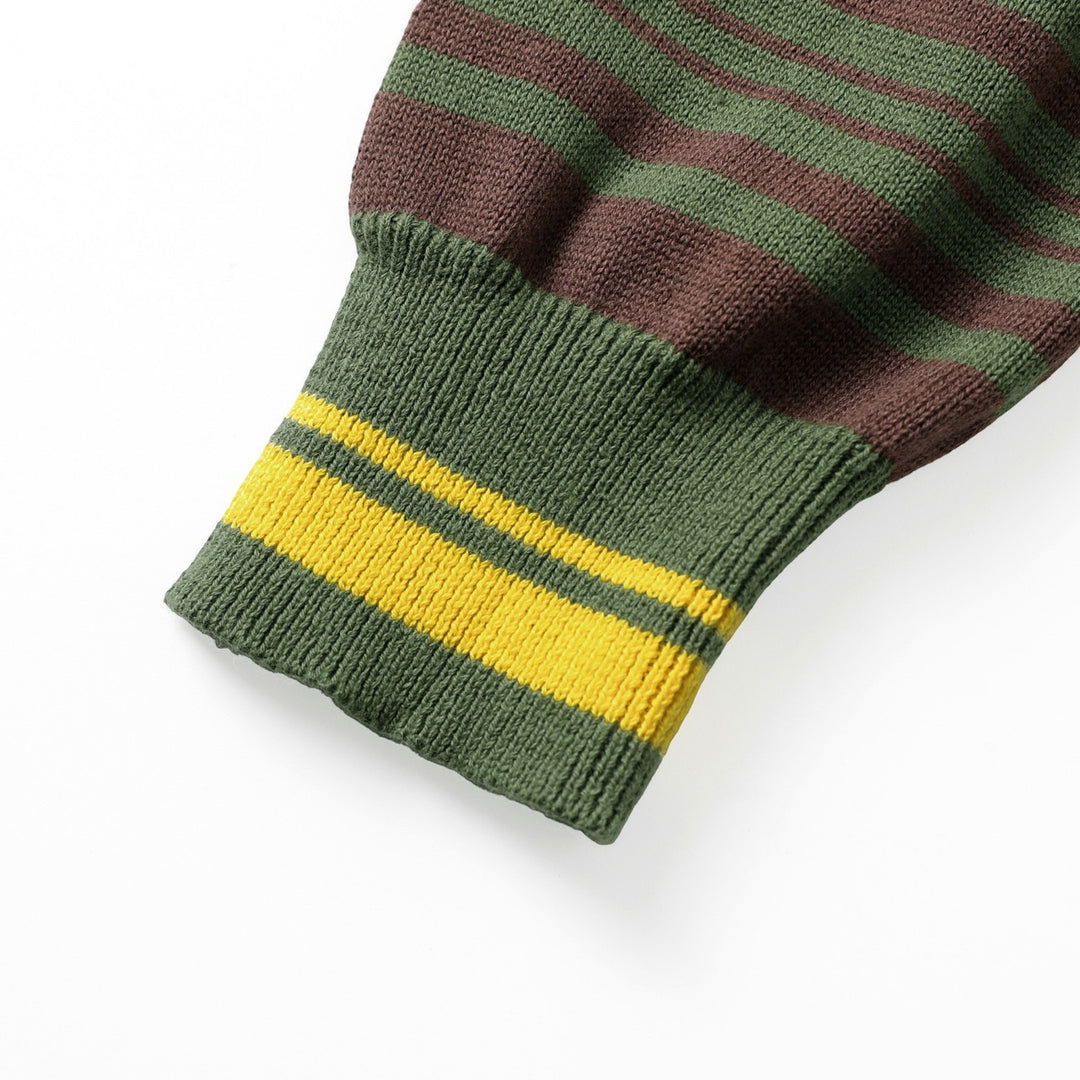 Men's Green Vintage Collegiate Striped Gentleman Shawl Collar Knit Cardigan