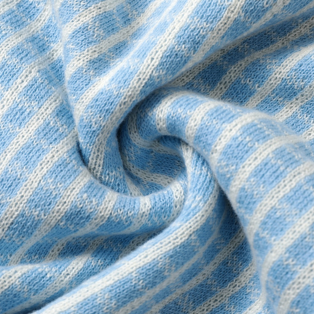 Cardigan en maille bleu pour homme, style preppy années 60 à col châle