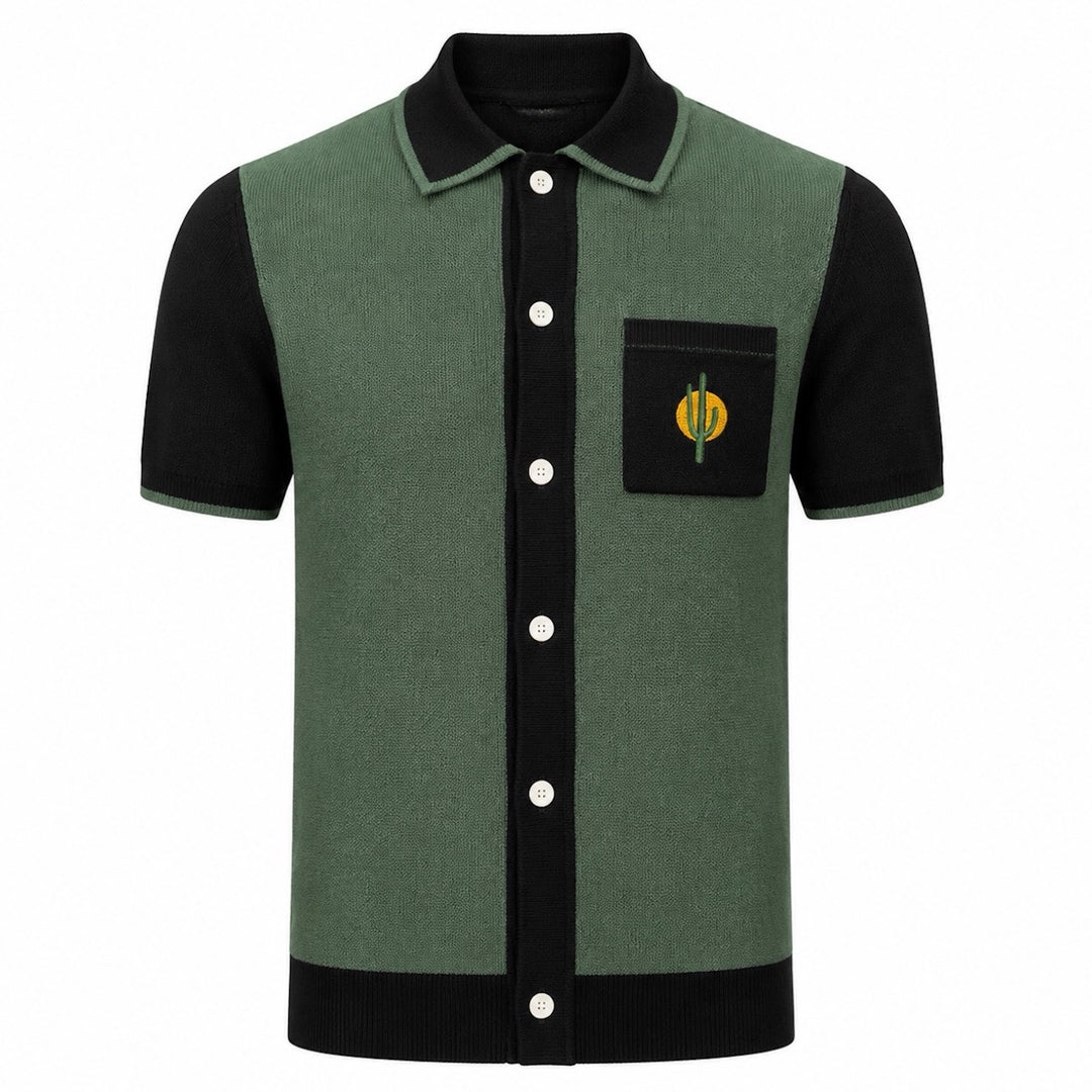 Svart retro modekonstdesign stickad cardigan för män