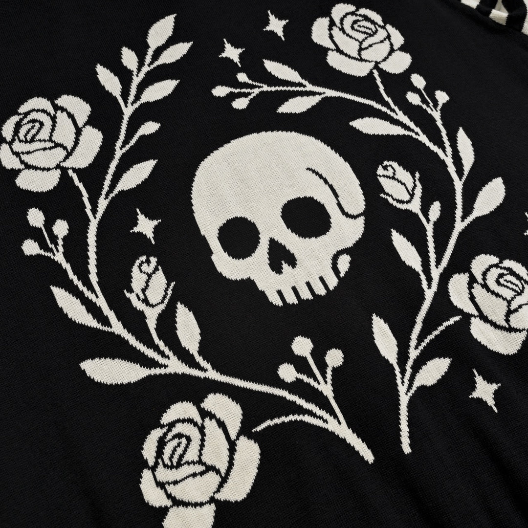 Ανδρικό Μαύρο Vintage Rock Gothic Ρομαντικό Πλεκτό Πουλόβερ με Στρογγυλή Λαιμόκοψη