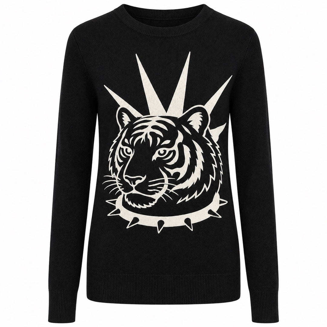Mørkeblå vintage klassisk Dot Design jacquard strik til kvinder