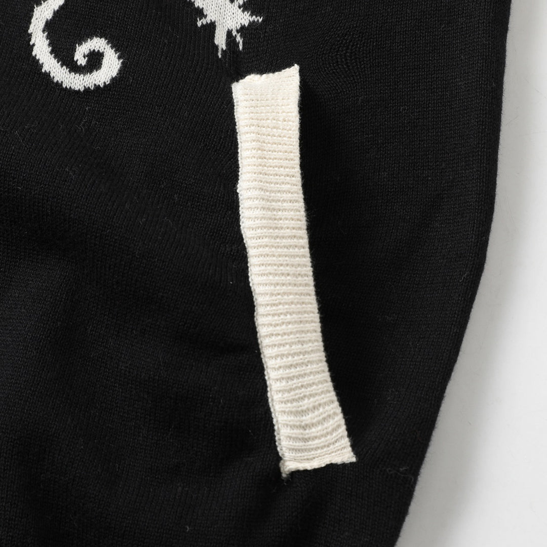 Men's Black Gothic Western Cowboy Polo Knit Cardigan
