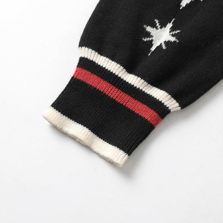 Men's Black Gothic Western Cowboy Polo Knit Cardigan