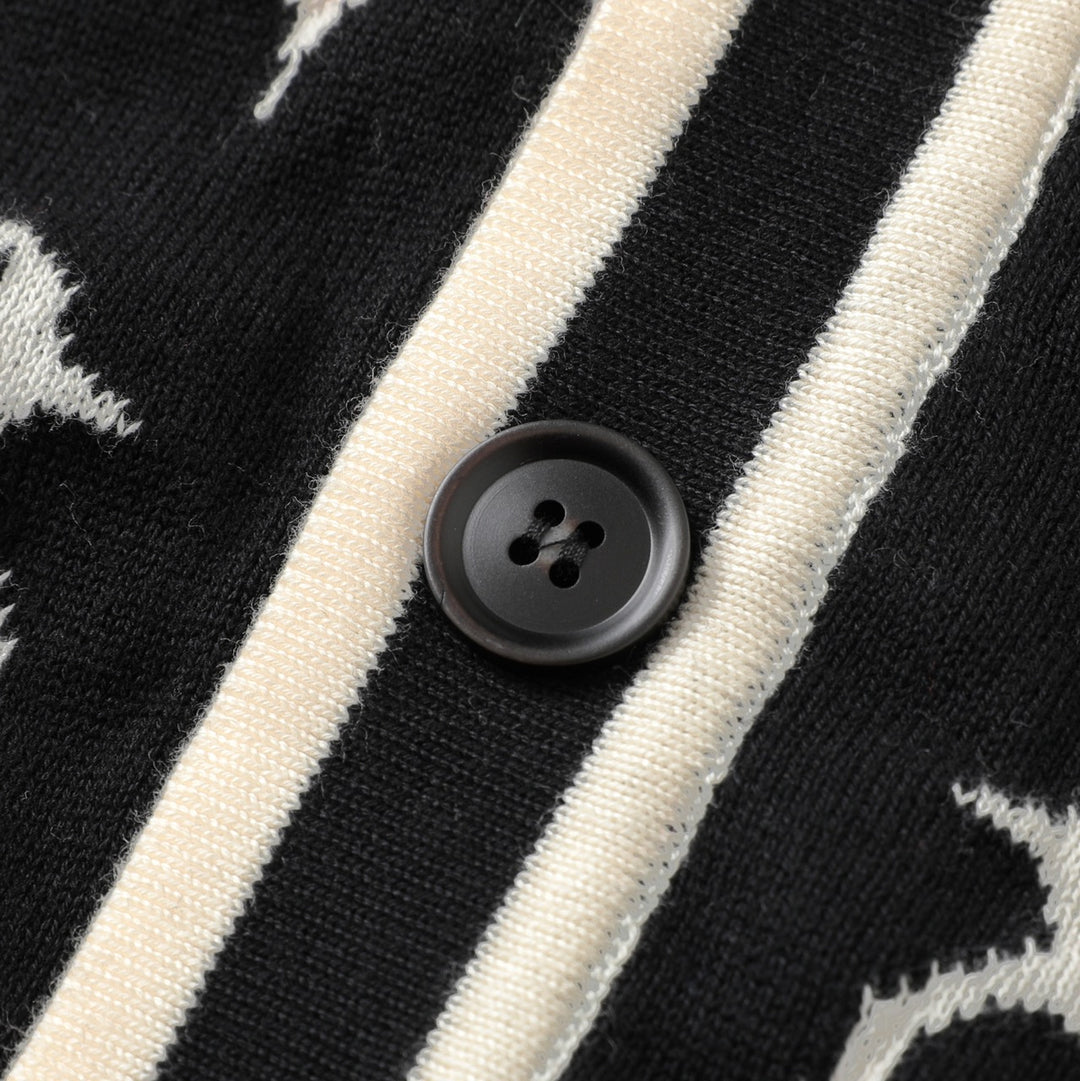 Men's Black Gothic Western Cowboy Polo Knit Cardigan