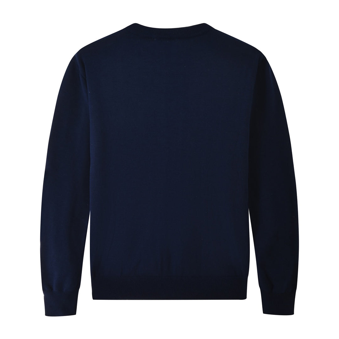 Men's Navy Blue Gothic Romantic Skull Punk Crew Neck Knit Sweater