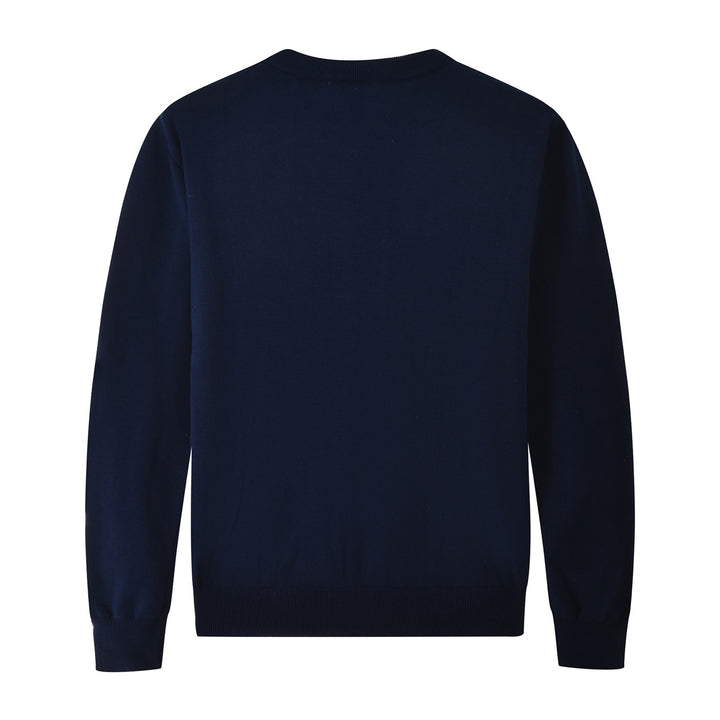 Men's Navy Blue Gothic Romantic Skull Punk Crew Neck Knit Sweater