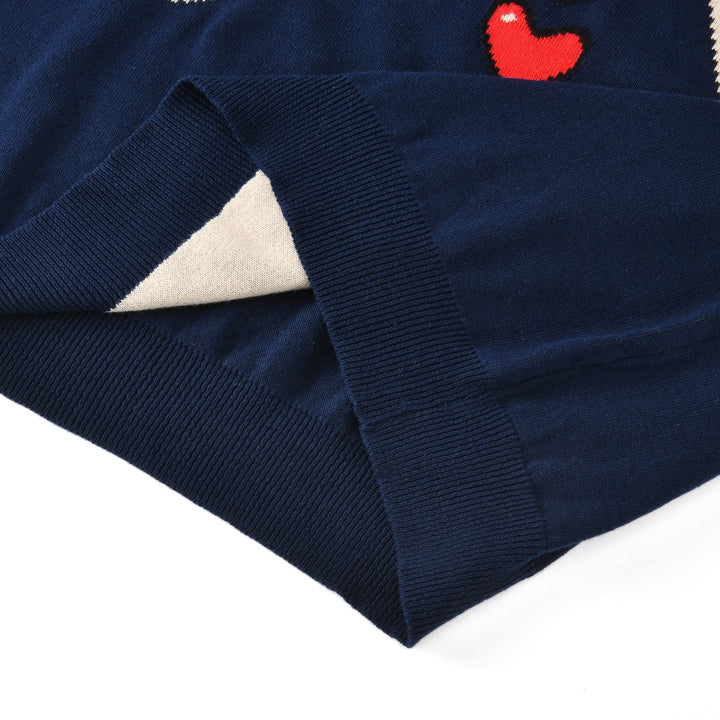 Men's Navy Blue Gothic Romantic Skull Punk Crew Neck Knit Sweater