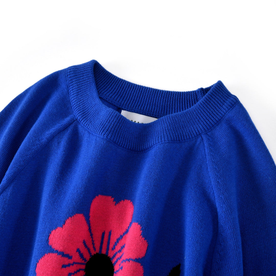 Suéter de punto jacquard azul psicodélico gótico rock de los años 70 para mujer