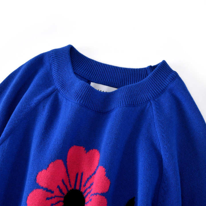 Suéter de punto jacquard azul psicodélico gótico rock de los años 70 para mujer
