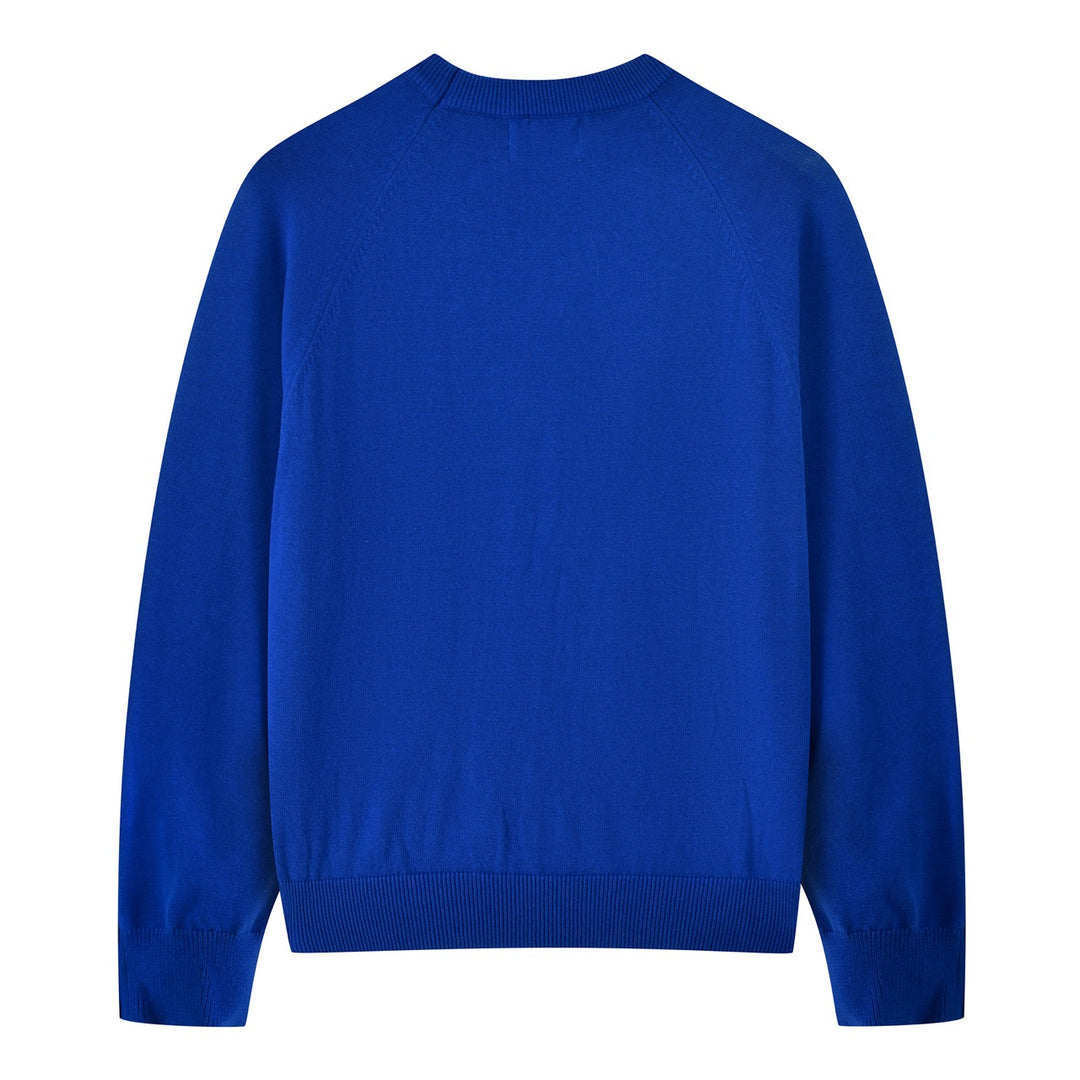 Suéter de punto jacquard azul psicodélico gótico rock de los años 70 para mujer