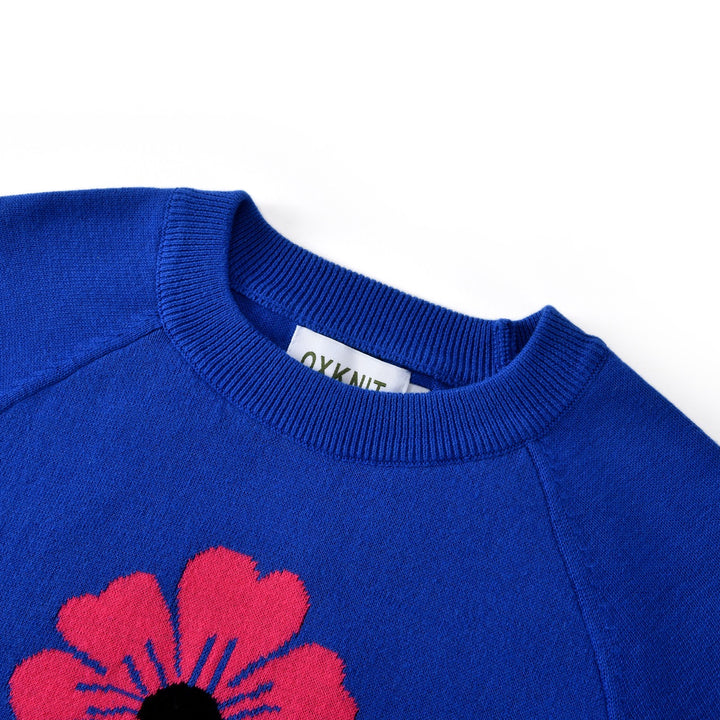 Suéter de punto jacquard azul psicodélico gótico rock de los años 70 para mujer